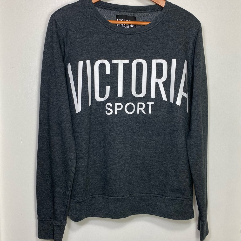 Victoria Sport White Logo Gray Crewneck Long Sleeves Pullover Sweatshirts, L